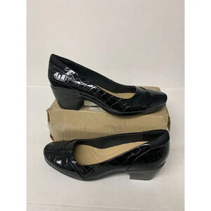 -277 Clarks Emily Alexa Black Patent Croc Synthetic 12 A - Narrow